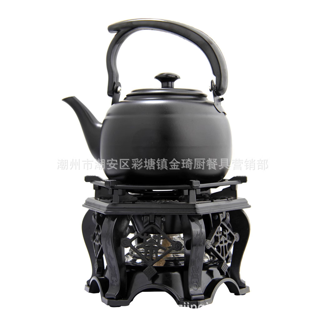 Acero inoxidable alcohol estufa tetera inducción olla hirviendo cafetera fuego directo tetera blanco y negro