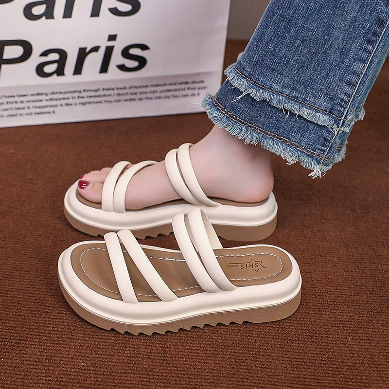 Slide platform, summer fashionable shoes, comfortable universal beach slippers for leisure, Korean style
