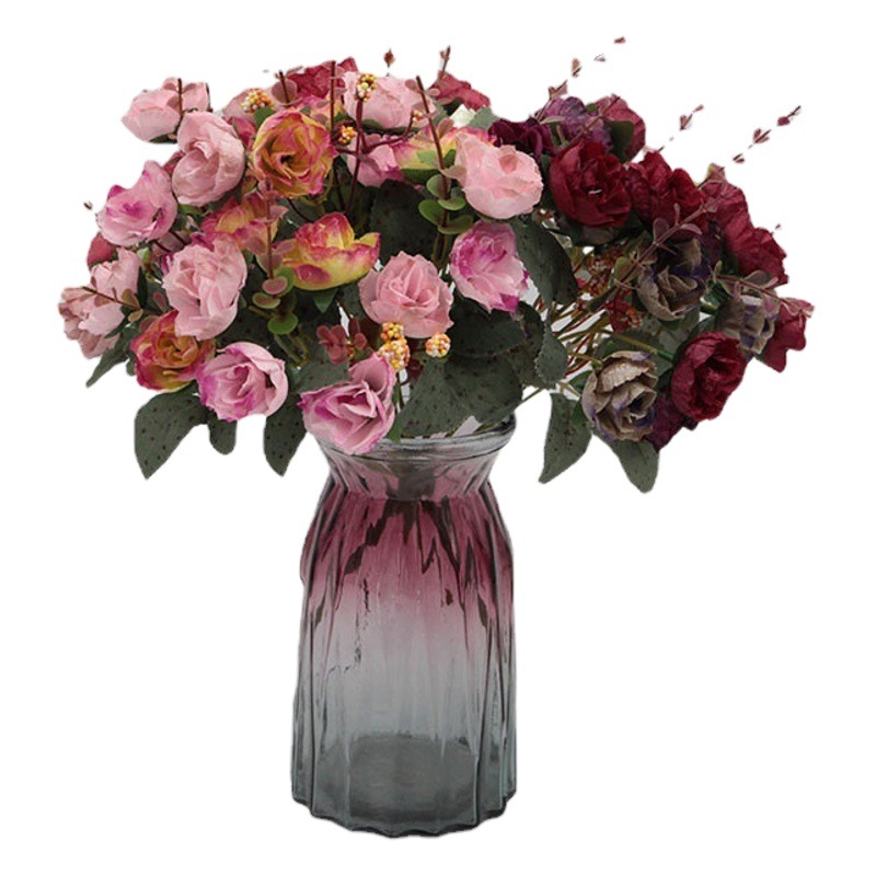 Flores Artificiales, Ramo de Rosas de Diamante de 21 Cabezas, Rosa de Otoño, Decoración para Bodas, Hogar, Pasamanos, Adornos de Flores Artificiales al por Mayor