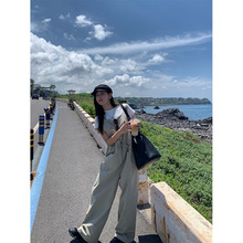 广州黄峥韩版秋季新款设计感复古休闲背带长裤工装连体裤潮530734