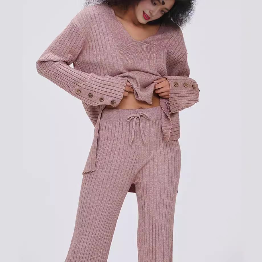 Abbigliamento da donna tuta in maglia da donna autunno e inverno pantaloni a maniche lunghe tuta casual_voghion.com