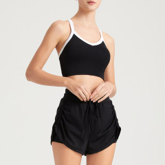 New yoga sports shorts running fitness yoga pants side rope pleated fake two-piece versatile shorts to prevent exposure