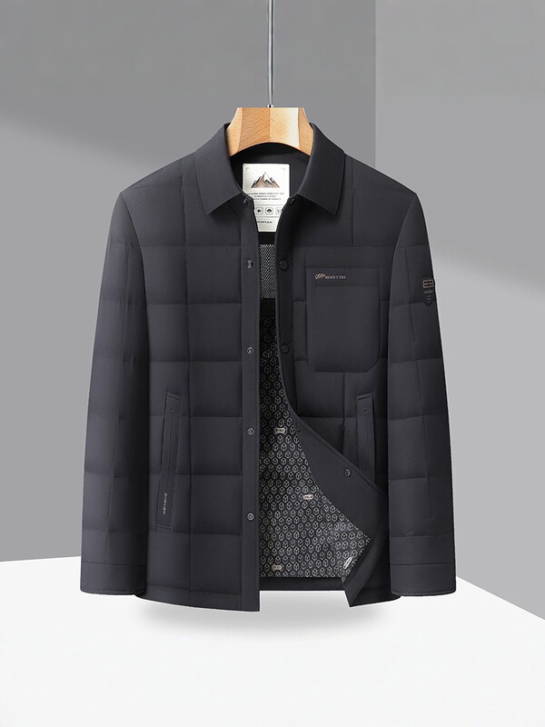新款男士休闲宽松轻薄羽绒服青年时尚保暖外套衬衫款|undefined