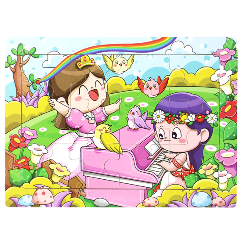 Rompecabezas plano de madera de 12 piezas, juguetes educativos para niños pequeños, rompecabezas de pensamiento lógico cognitivo de animales de dibujos animados de educación temprana