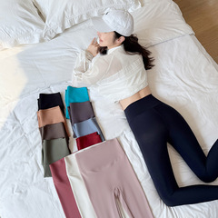 ヨガパンツは屋外でも着用可能、アイスシルクヌードレギンス、女性用薄手サマータイツ、お腹コントロール、ヒップアップ、痩身シャークパンツ