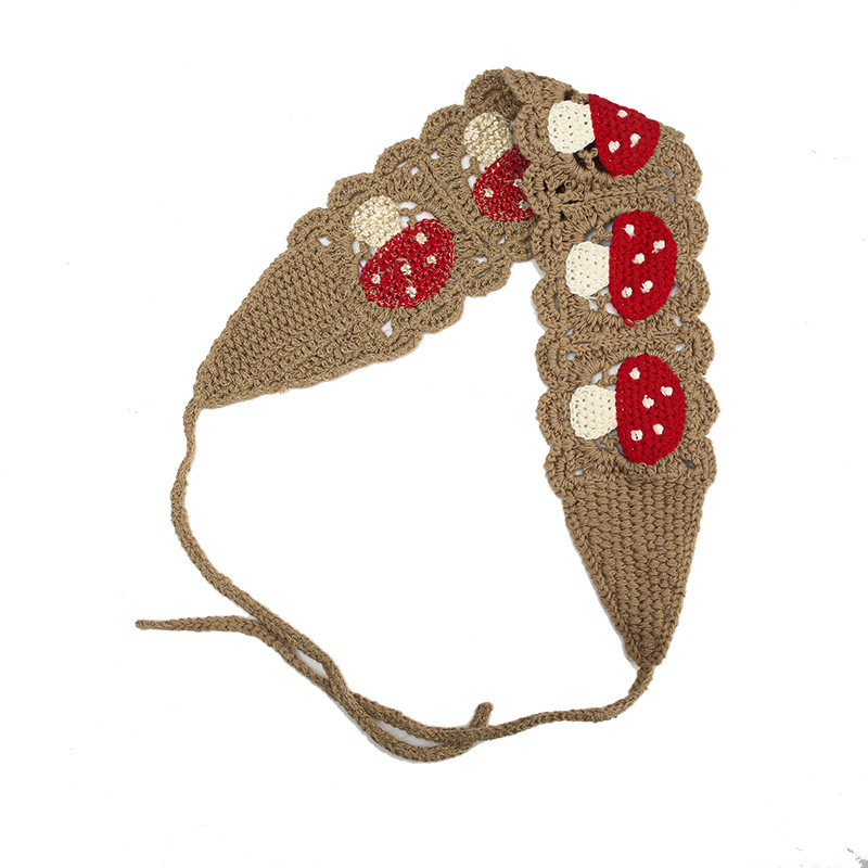 Francia cereza toallas triangulares mujeres primavera y otoño viajes padres-hijos gancho de punto flores hueco pañuelo de arte correa de pelo gorro