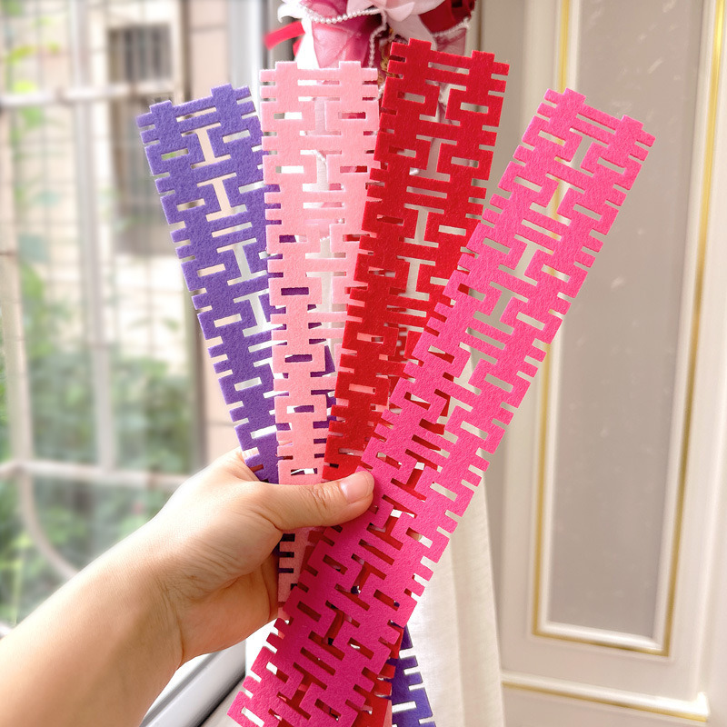 Mini Felt Long Happy Word Hand-Held Happy Child Wedding Small Happy Word Felt Pendant Potted Wedding Room Decoration