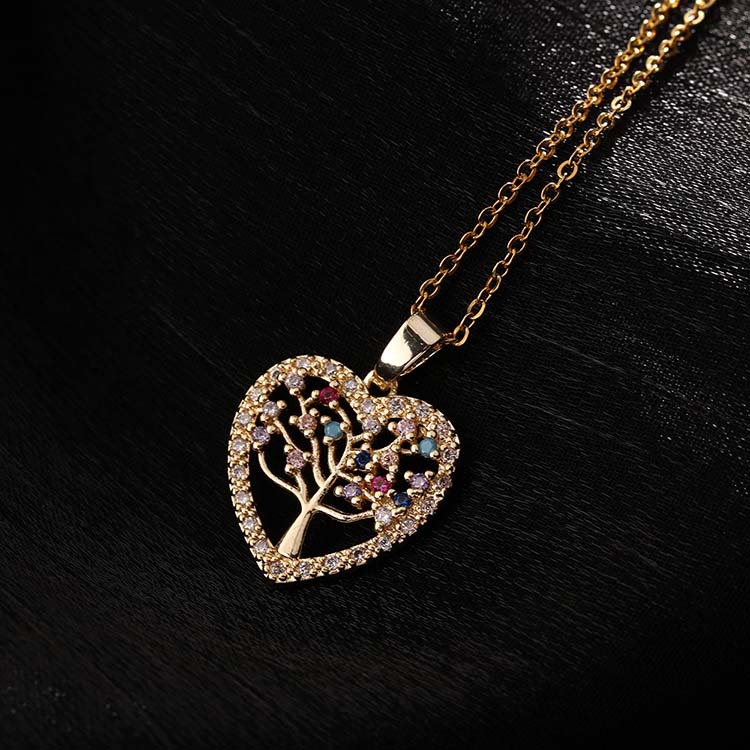 Fashion Tree Copper Plating Inlay Zircon Pendant Necklace 1 Piece