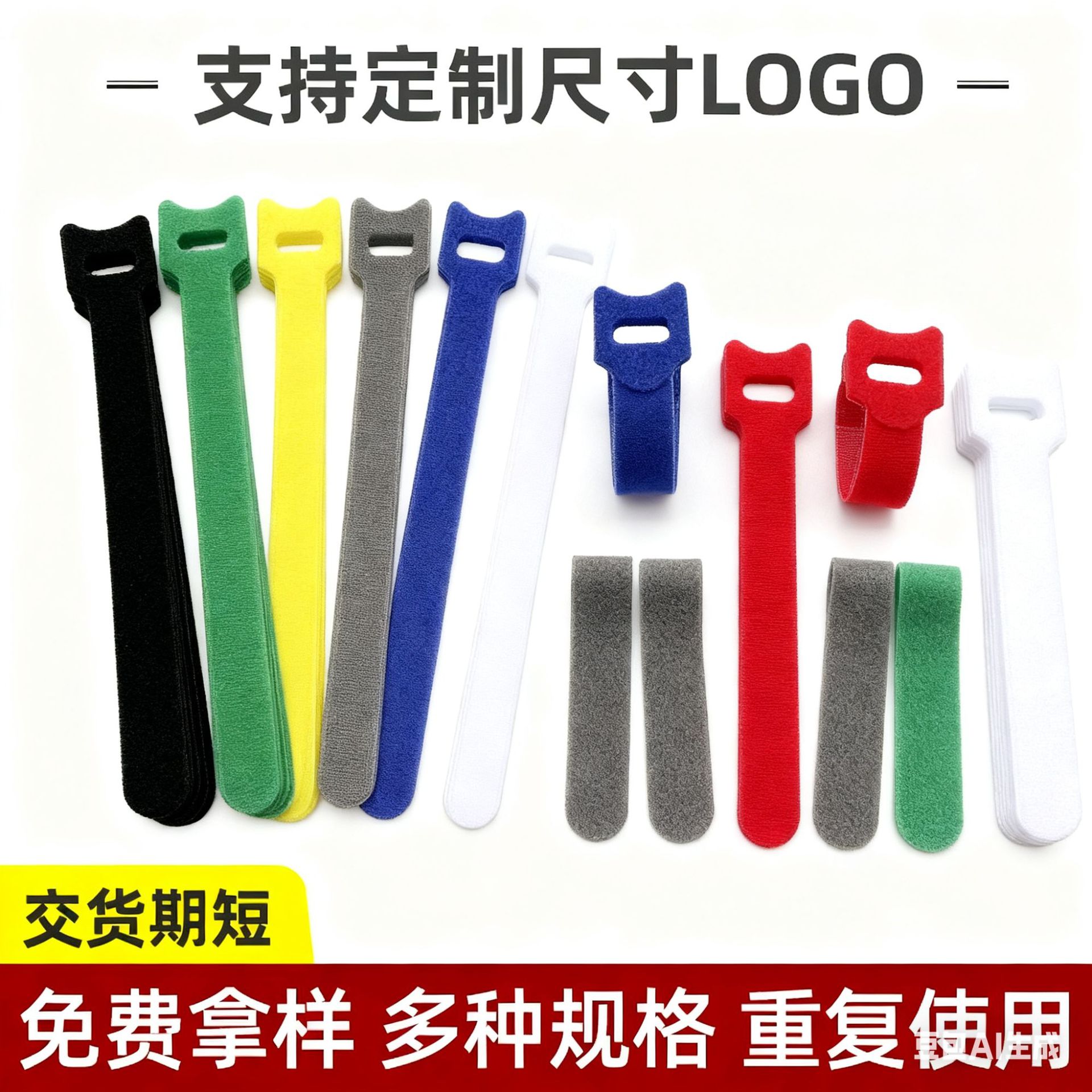 魔术贴扎带T型猫头数据线收纳理线带尼龙自粘绑带背靠背捆绑带