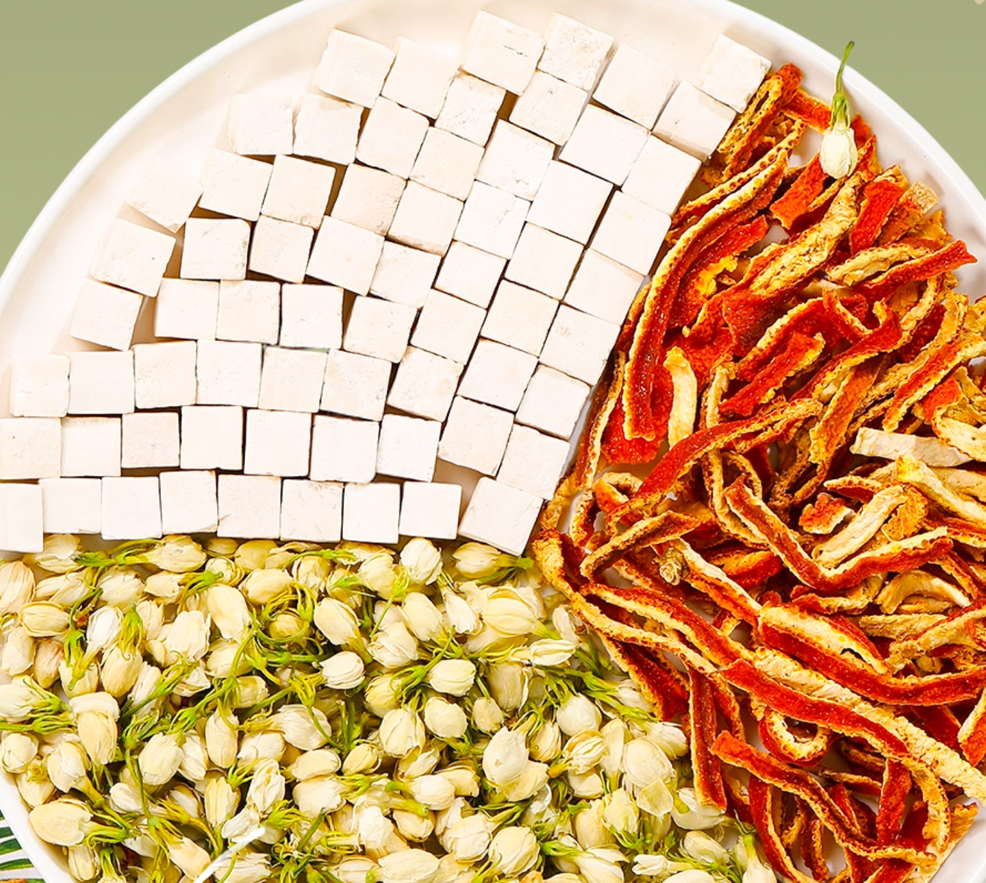 Jasmine Tea with Poria and Tangerine Peel Fu Ling Ju Pi Cha Pyramid Tea Bags 10 Pack 50g Sugar Free quality and texture