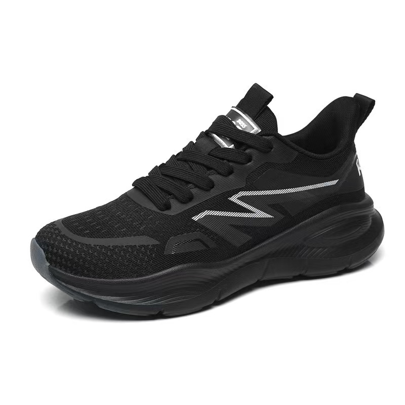 Cross-Border Autumn New Mesh Breathable Men's Casual Shoes Black Leather Casual Running Shoes Men's Shoes All Seasons