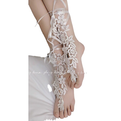 Sexy hollow braided lace anklets for women ins niche design high-end foot control accessories thin summer foot socks
