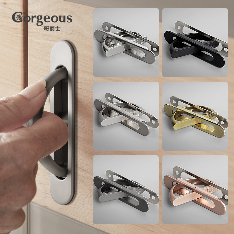Tatami handle golden embedded drawer cabinet door rotating invisible handle concealed zinc alloy door handle