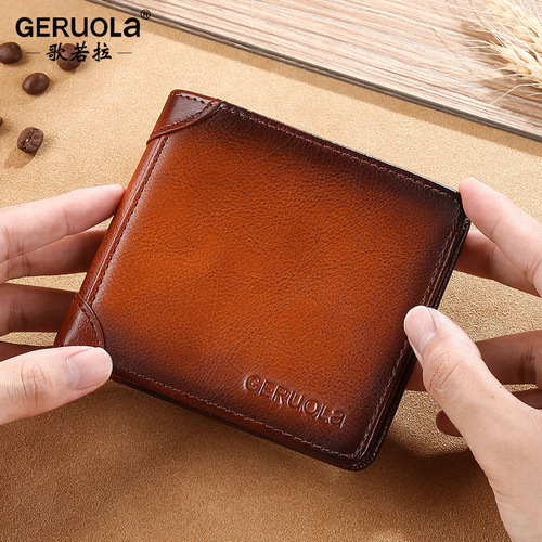  New Wallet Men's Genuine Leather Large Capacity Wallet Short Horizontal Retro Wallet Men's Wholesale