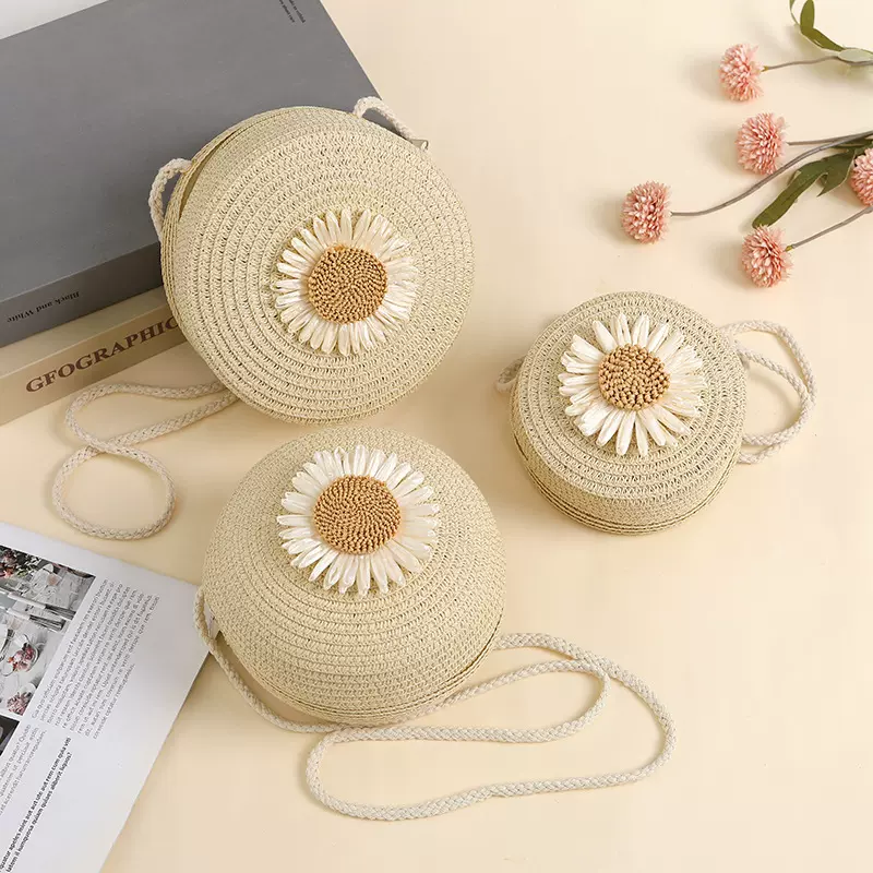 田园风拉菲草包编织手机包斜挎女2025新款夏季沙滩草编小包度假风