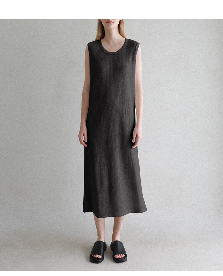 Sleeveless Dress French Waffle Texture Skin Friendly Vest Dress Simple Thin A line Maxi Dress Women Clothing