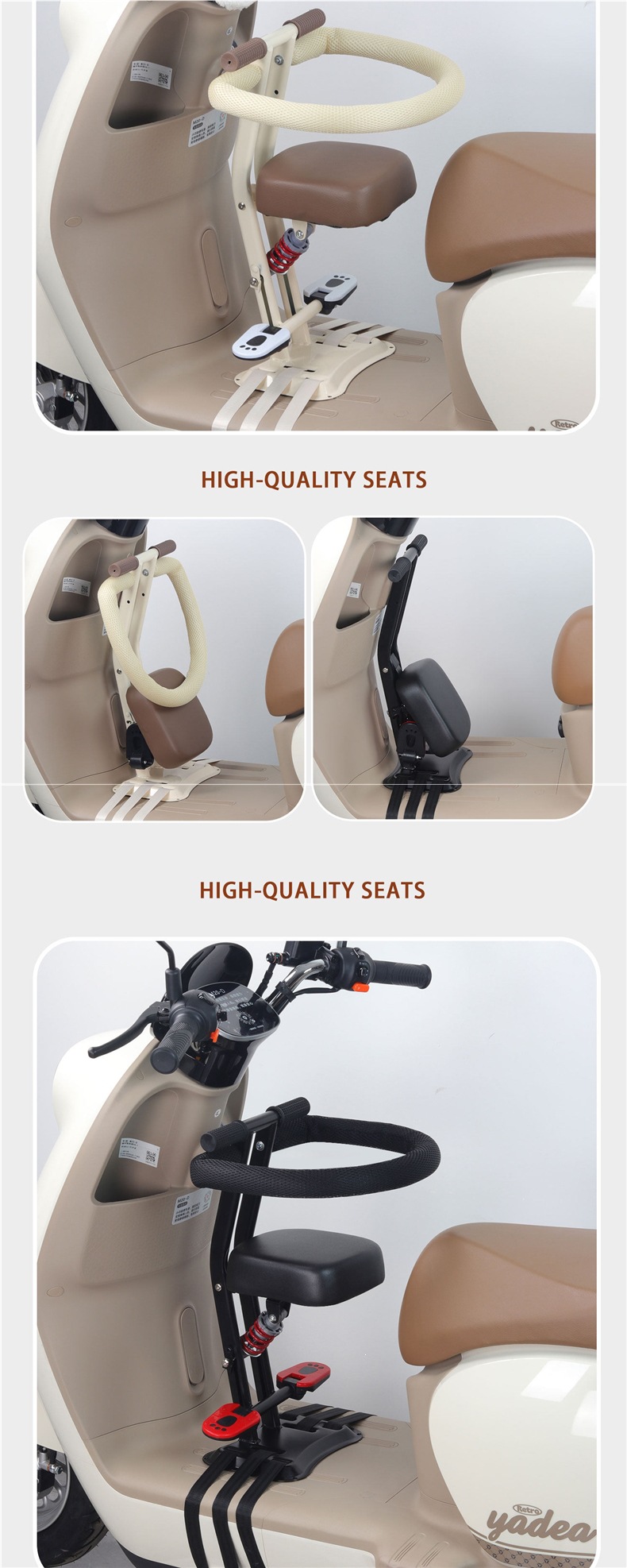 Foldable front-mounted electric vehicle child seat, suitable for infants and babies, universal for tricycles