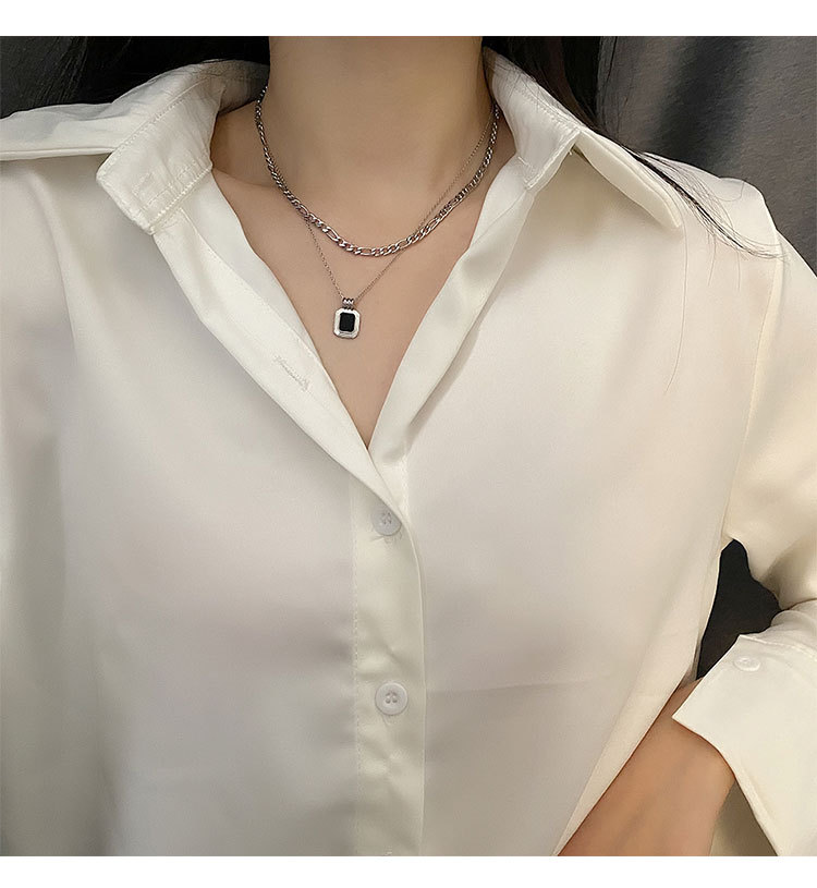 Titanium Steel Inlay Material Vacuum Plating Real Gold Plated 18K Gold Gold Plating Silver Plated Geometric 304 Stainless Steel Fashion Waterproof Non Tarnish Titanium Steel Layered Necklaces