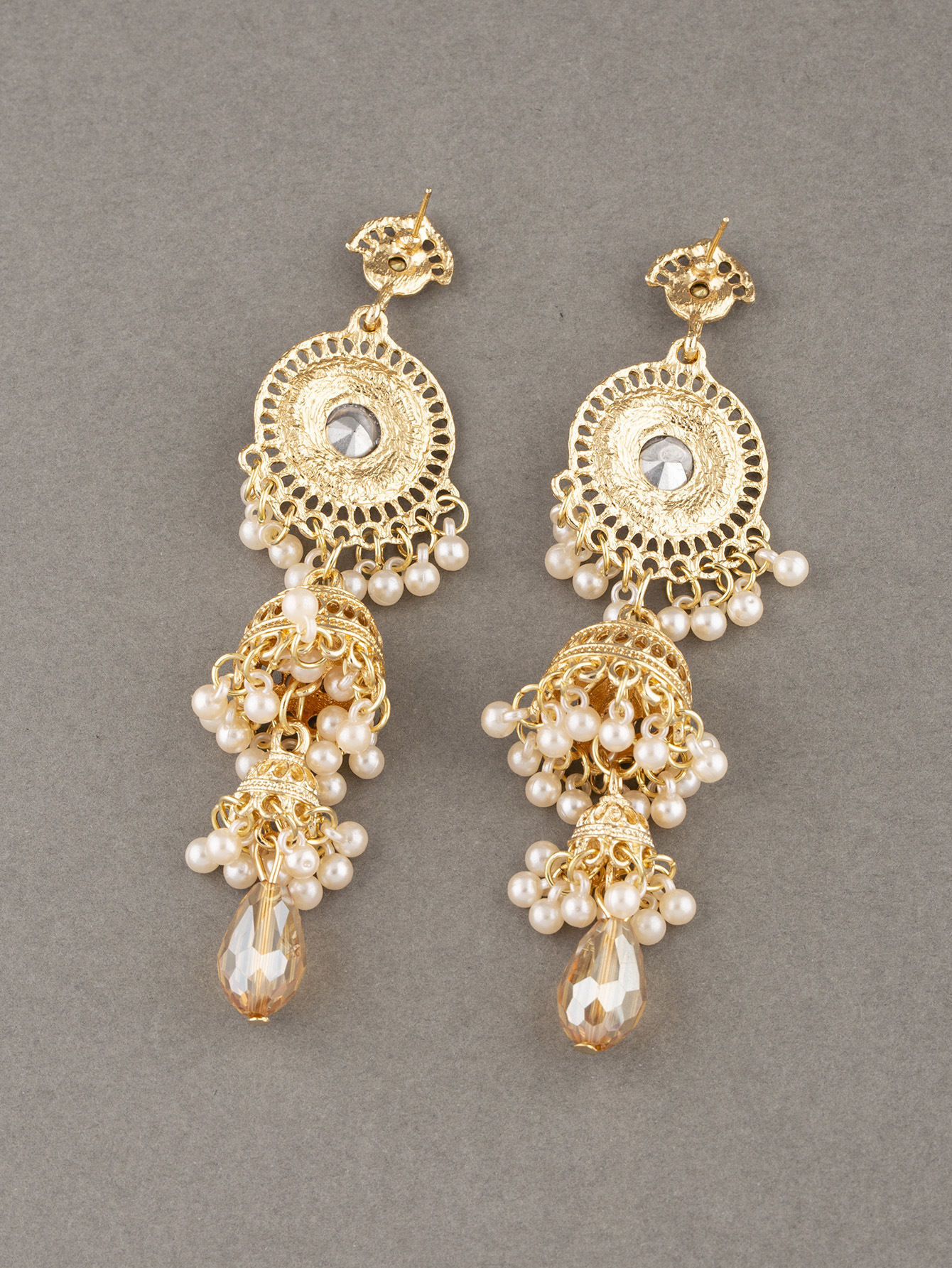 37g Weight Acrylic, Gem Inlay Material Drop Earrings Classification 1 Pair Quantity Daily, Street Occasion Alloy Material Round, Bell Pattern Women's Gender Pearl, Plating, Inlay Design Retro Style 1 Pair Retro Round Bell Pearl Plating Inlay Alloy Acrylic Gem Drop Earrings 20
