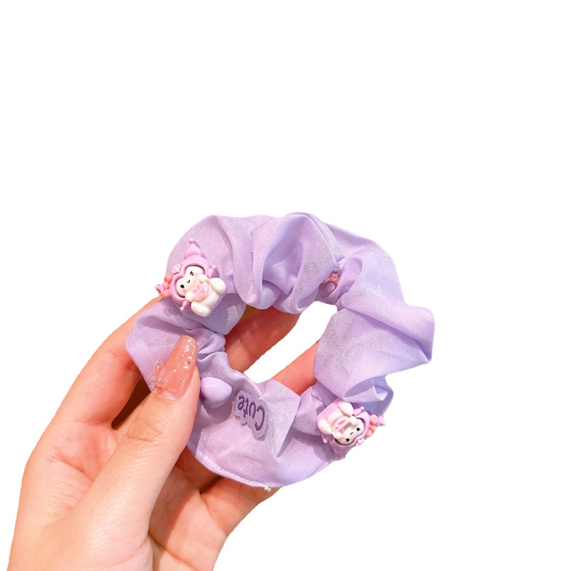 Anillo de cabello para niñas coreanos niños adornos de cabello cuerdas lindos Kuromi malla de verano anillo de cabello bolas de cabello