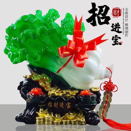 New model on the market, resin imitation jade to attract wealth, precious jade cabbage ornaments, creative wealth-promoting living room entrance hall ornaments wholesale