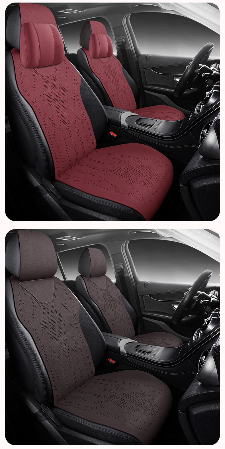 Customized all-season car seat cushion, suede perforated seat pad, breathable high-grade artificial leather saddle pad