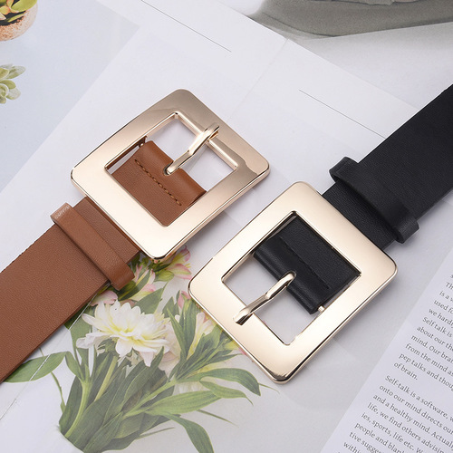 New alloy generous buckle simple solid color decorative jeans belt for women high-end versatile jeans belt for women