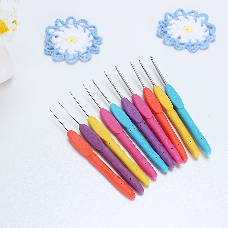 可钩彩虹色手作钩针套装手工编织钩针毛线钩针套装
