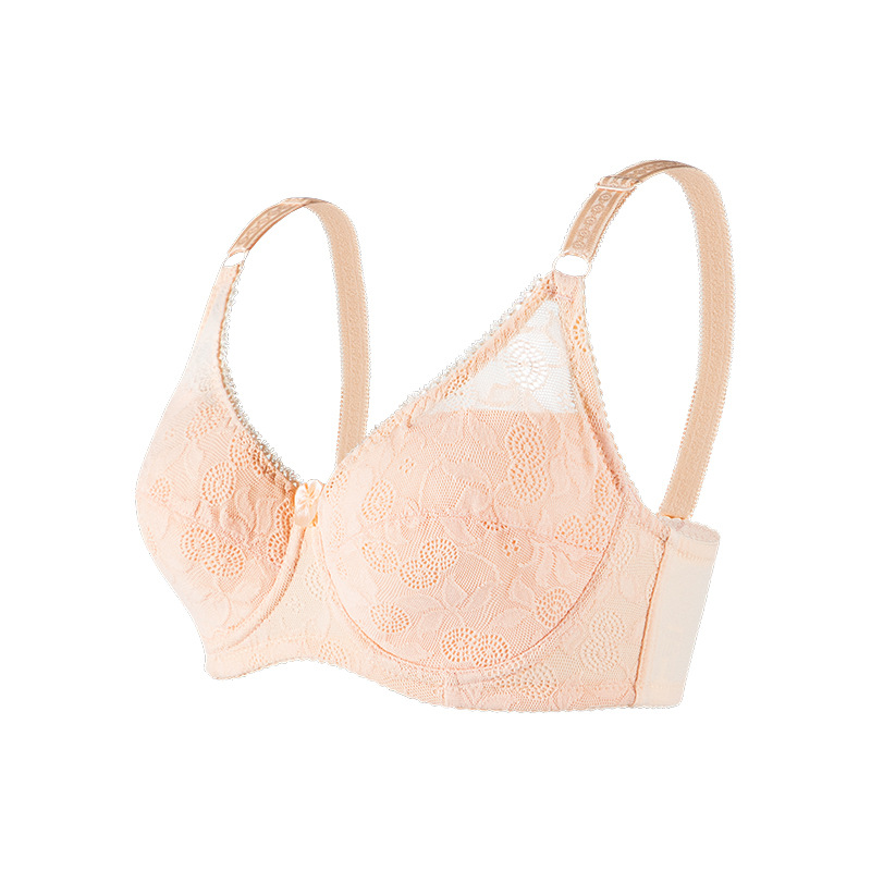 Summer Pure Cotton Large Bust Minimizing Bra for Women, Underwire, Sweat-Absorbent, Breathable, Plus Size Lace Anti-Sagging Bra 8621