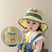 韩版宝宝防晒帽子夏季薄款速干披肩防紫外线遮脸儿童太阳帽大帽檐