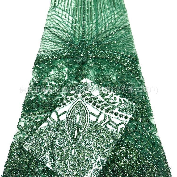 Fabrica directa de fabricación de tejido de bordado de bolsas tridimensionales franceses de alta gama vestido de boda de moda tubo de bordado de perlas tela