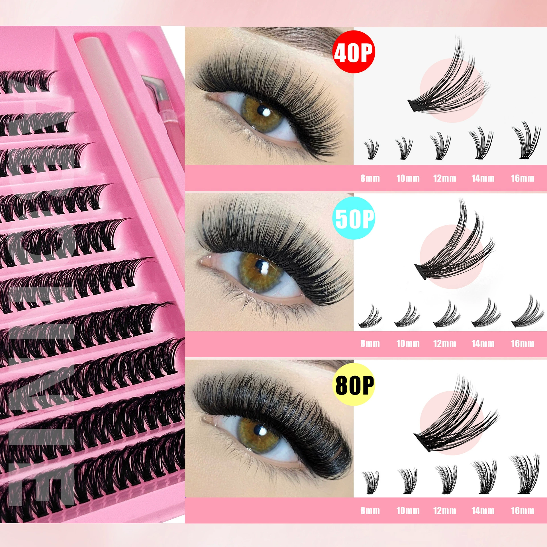 DIY набор кластерных ресниц, сегмент pre-cut, набор для удлинения ресниц