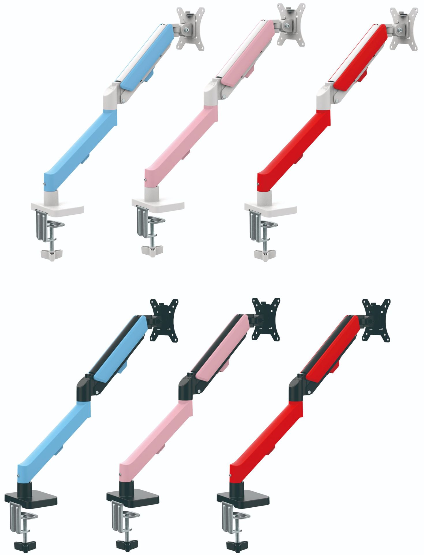 Soporte de pantalla LCD universal de doble pantalla 13 - 27 pulgadas elevación de computadora perforación de escritorio giratorio / base de clip de escritorio