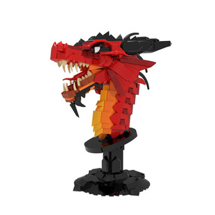 Moc: C7803 Dragon Bust Red Head Model 762 Particle Number Christmas Gift