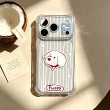 可爱小狗适用oppo苹果17气囊透明iPhone17Pro手机壳17PM简约vivo