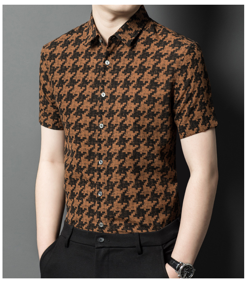 Mulberry silk short-sleeved shirt for men in summer, loose, casual, fashionable and versatile. Thin silk satin shirt for dad pic 9