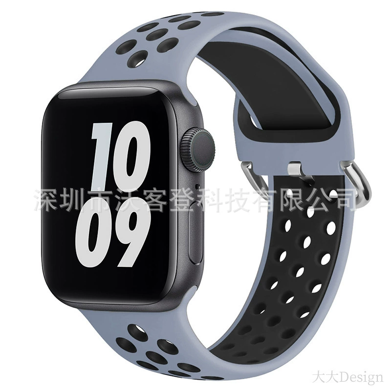Подходит для Apple, силиконовый ремешок Nike с защёлкой, для Apple Watch 8/7/SE/6/5/4/3/2/1, двухцветный силикон