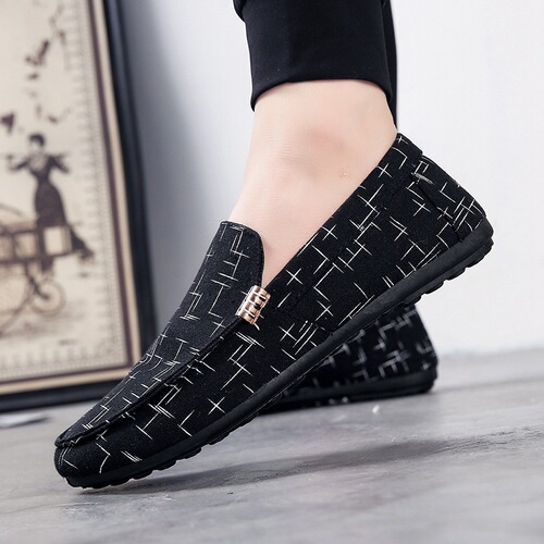 Men's Casual Slip-On Canvas Shoes, Versatile Men's Cotton Shoes, Youth Bead Shoes