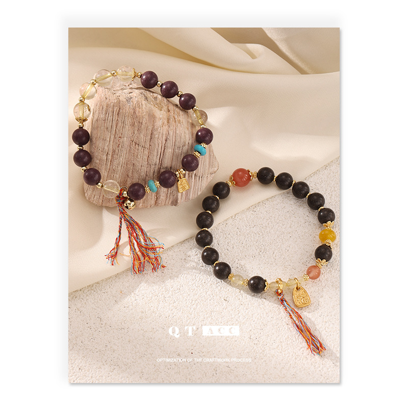 China estilo retro piedra de pino amarillo cristal ágata perlas de piedra natural ágata cuentas pulseras pulseras