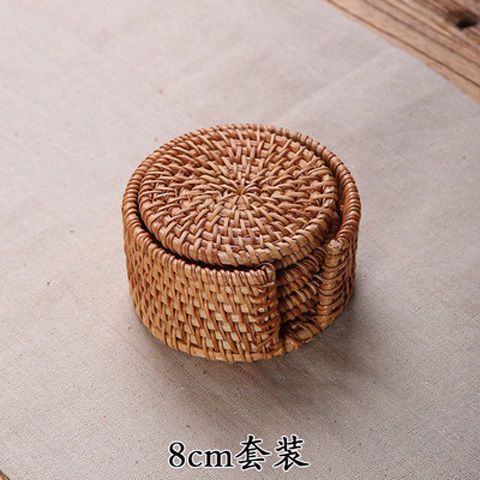 Cojín de té de ratán hecho a mano de Vietnam, tapete de tazón de aislamiento, mesa de comedor para el hogar, tapete de olla resistente a altas temperaturas y a prueba de escaldaduras, posavasos, simplicidad