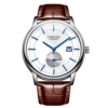 Silver shell white face blue needle coffee belt