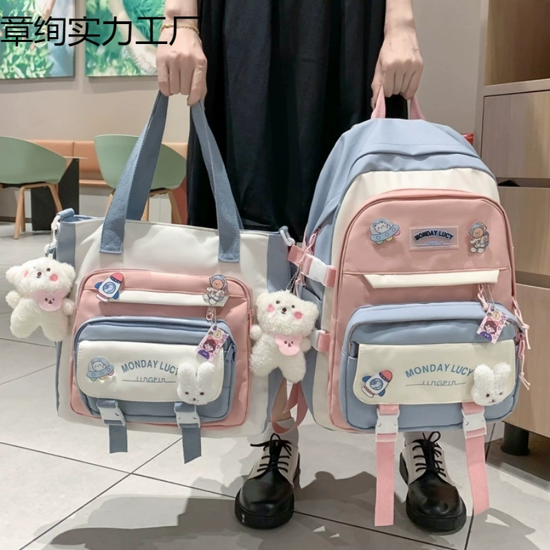 Свежий и простой прочный рюкзак в стиле Ins для учащихся начальной и средней школы, новый рюкзак большой вместимости для девочек четвертого класса.