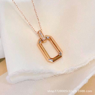 New Simple Geometric Jewelry 18K Gold Pendant Clavicle Chain Diamond Rose Gold Pendant