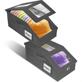 Cross-border hat storage box zipper box hat dust-proof storage box large capacity stackable baseball cap storage box