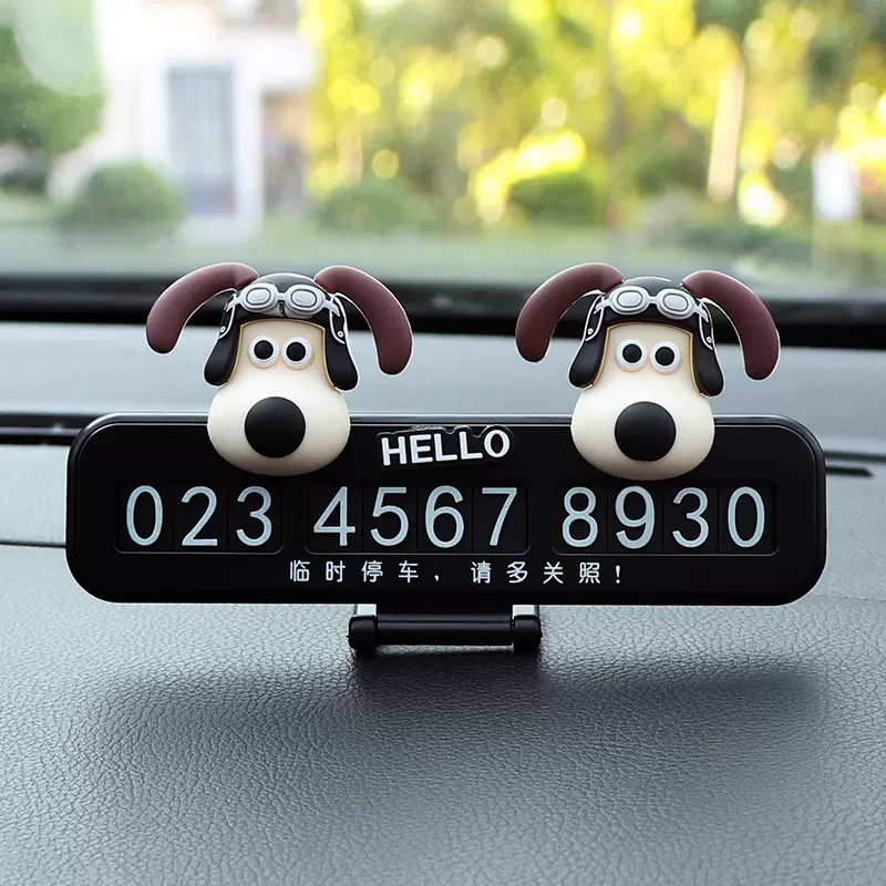 Número de estacionamiento temporal del automóvil placa luminosa del teléfono del automóvil del automóvil del automóvil del automóvil del automóvil del perro de peluche lindo adorno del automóvil femenino