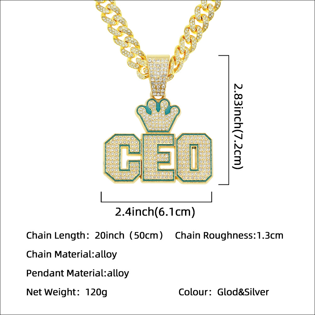 European And American Hip-hop Full Diamond Personalized Letter Pendant Necklace Men's Jewelry display picture 1