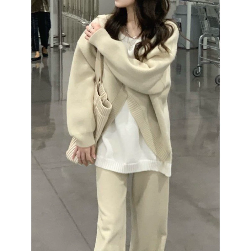 Серия «Ранняя осень», комплект женской одежды, комплект женской одежды в Корейском стиле, нишевый молочный клейкий ветер, нежный ленивый свитер, комплект из двух предметов