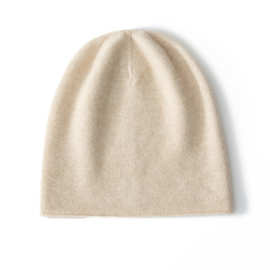 春秋薄款羊绒帽子女百搭时尚保暖冷帽大头围显脸小卷边毛线堆堆帽