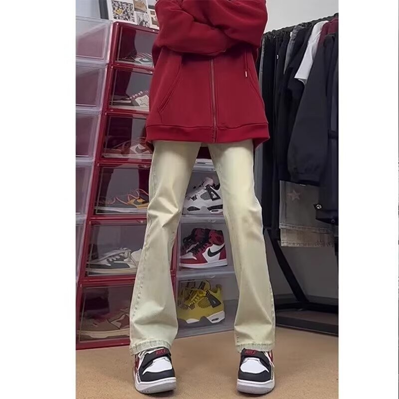 Vaqueros guapos de todo fósforo de la calle americana pantalones holgados de hollín casuales rectos para hombres