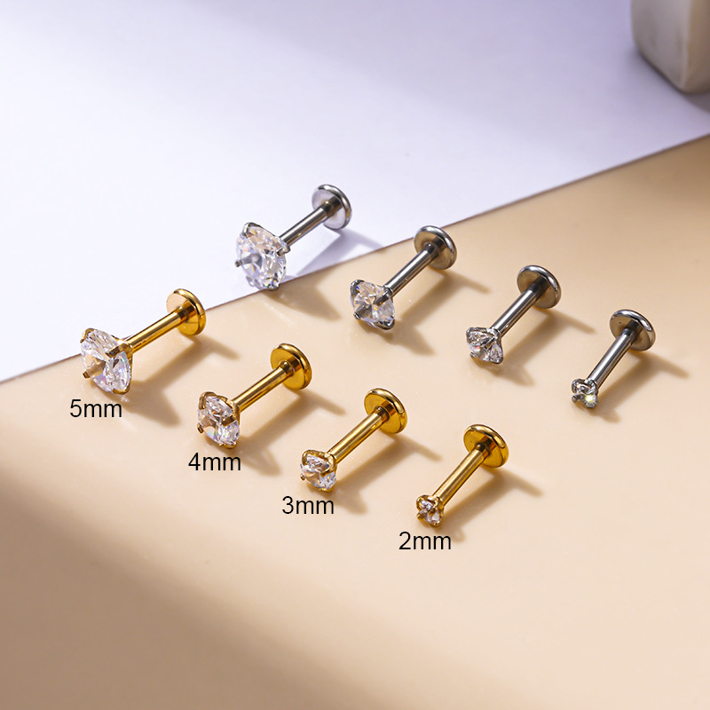 Fashion Geometric Metal Plating Zircon lip stud 1 Piece